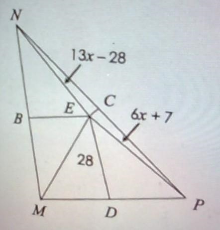 Find value of x, measure of NE,MD? PLEASE NEED HELP BEFORE & MINUTE TEST< PLEASE-example-1