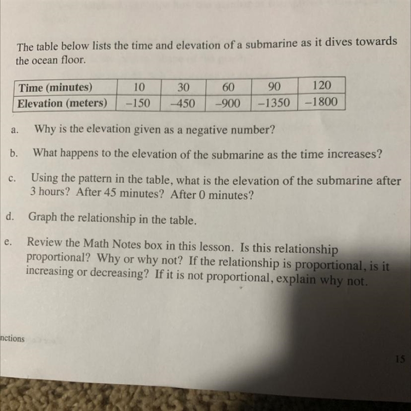 I need help with d graphing the relationship in the table. and problem e Review the-example-1