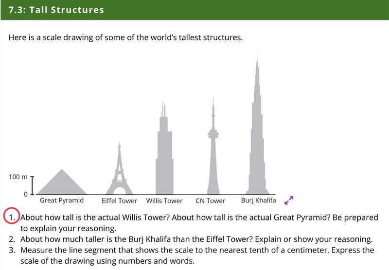 Part one: About how tall is the actual Willis Tower? About how tall is the actual-example-1