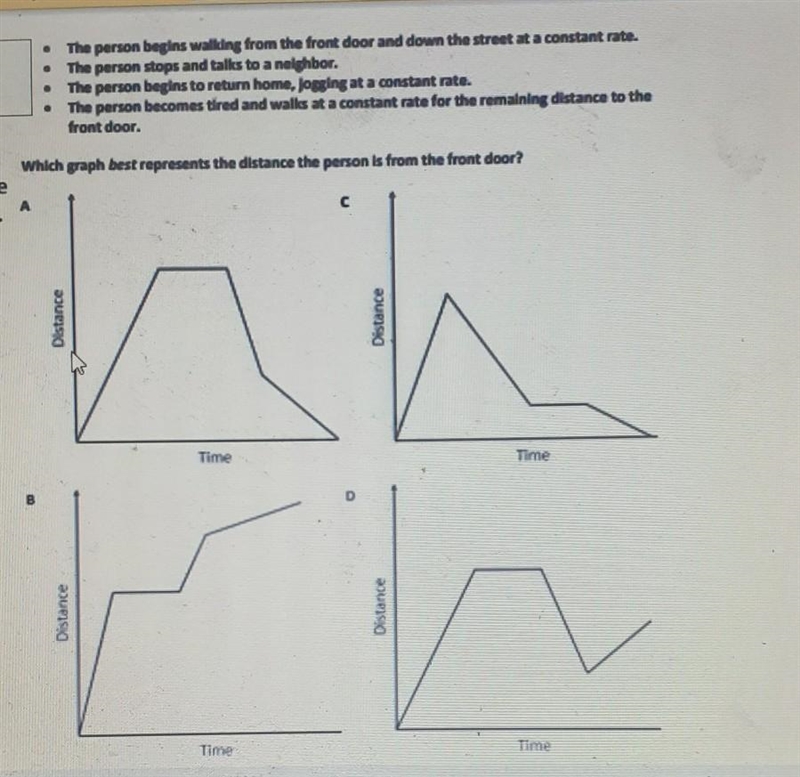 The person begins waliing from the front door and down the arestata constant rate-example-1