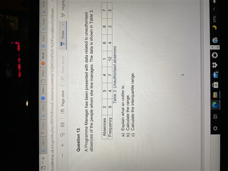 A Programme Manager has been presented with data related to unauthorisedabsences of-example-1