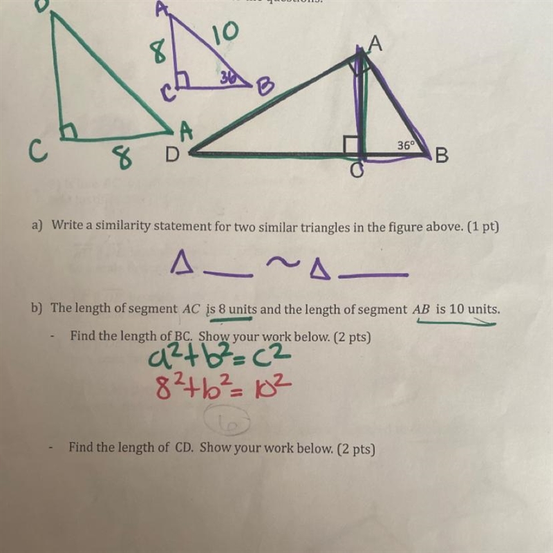 Use the triangles to help answer part A,B and C-example-1