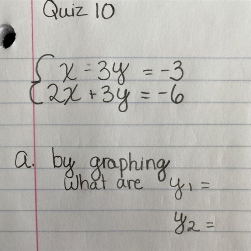 Sx-3y =-3 (2x + 3y = -6 a. by graphing, What are y = Y2=-example-1