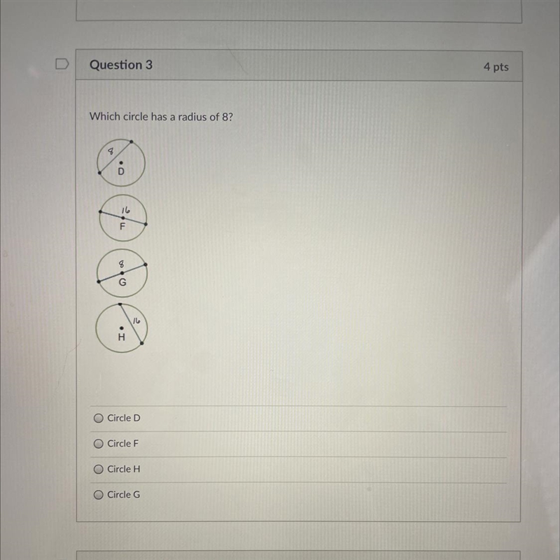 Which circle has a radius of 8?-example-1