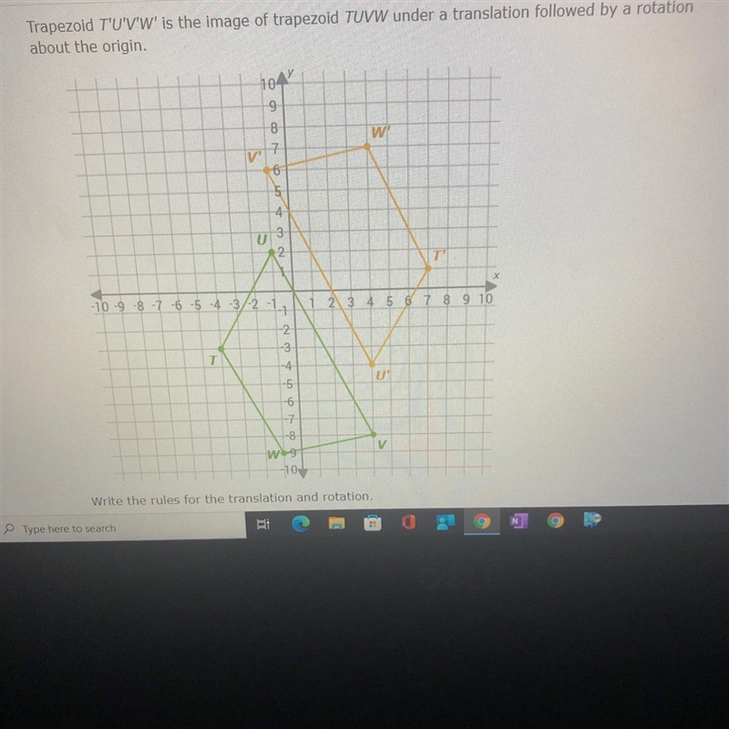 I need help with this question Rotation:(x,y) ↦ (_,_)Translation:(x,y) ↦(_,_)-example-1