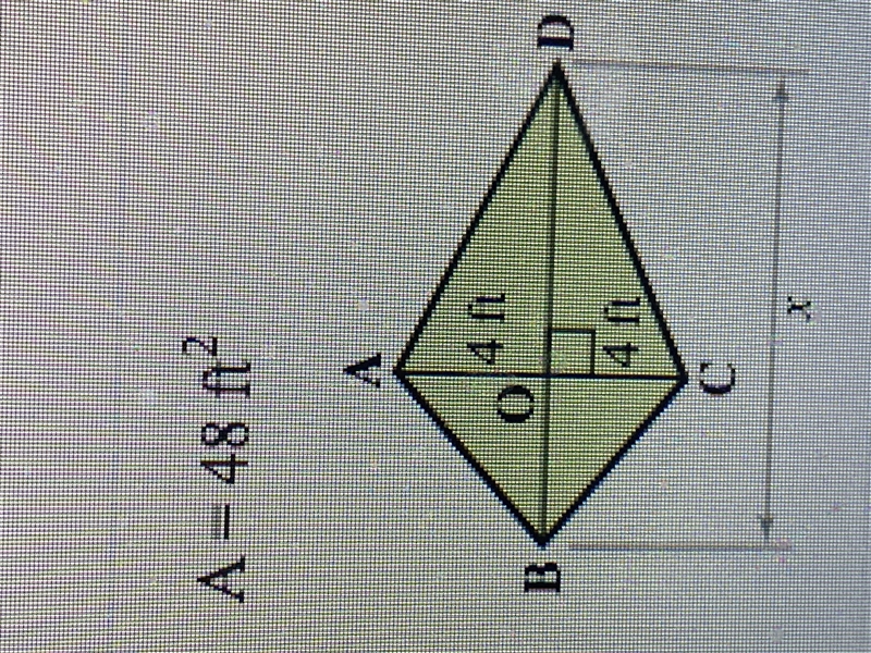 Find the values of d given the area of the quadrilateral. A=48 ft2-example-1