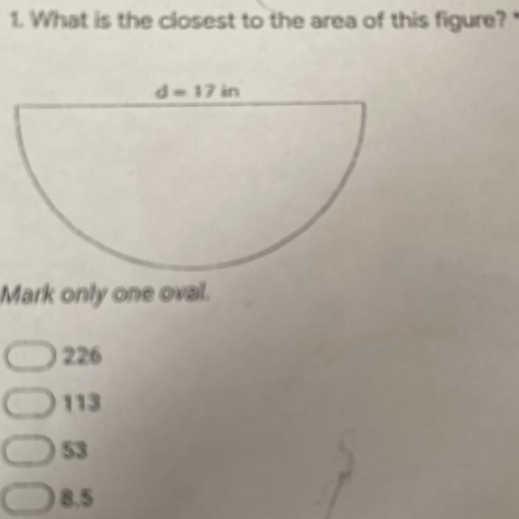 What is the closest to the area of this figure? d = 17 in-example-1