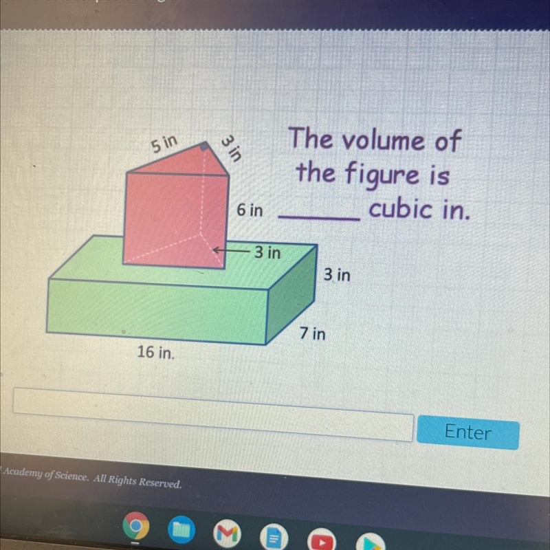 5 in 3 in The volume of the figure is cubic in. 6 in 3 in 3 in 7 in 16 in. ta Please-example-1