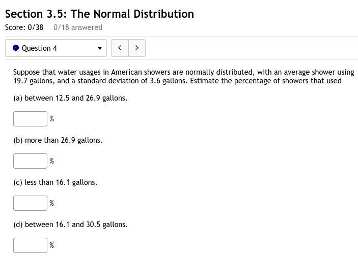 4. Suppose that water usages in American showers are normally distributed, with an-example-1