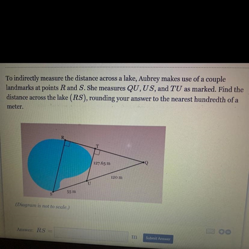 To indirectly measure the distance across a lake, Aubrey makes use of a couplelandmarks-example-1