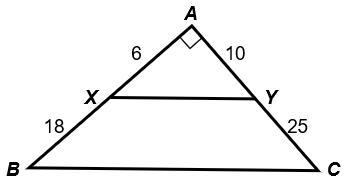 Using Postulates and/or Theorems, determine whether TriangleABC ~ TriangleAXY. Show-example-1