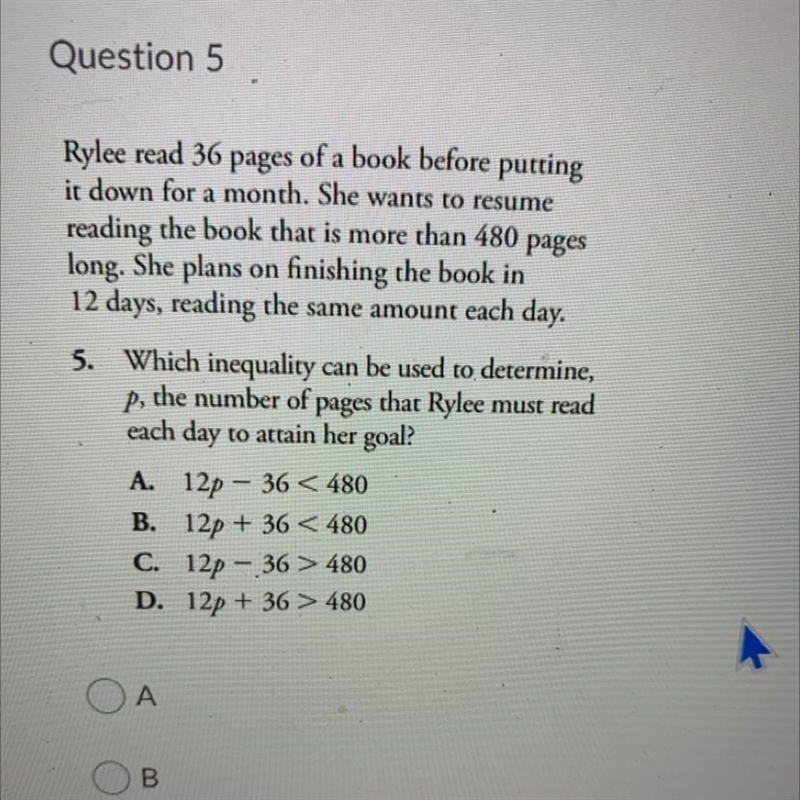 Rylee read 36 pages of a book before putting it down for a month. She wants to resume-example-1