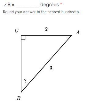 ∠B = __________ degreesRound your answer to the nearest hundredth.-example-1