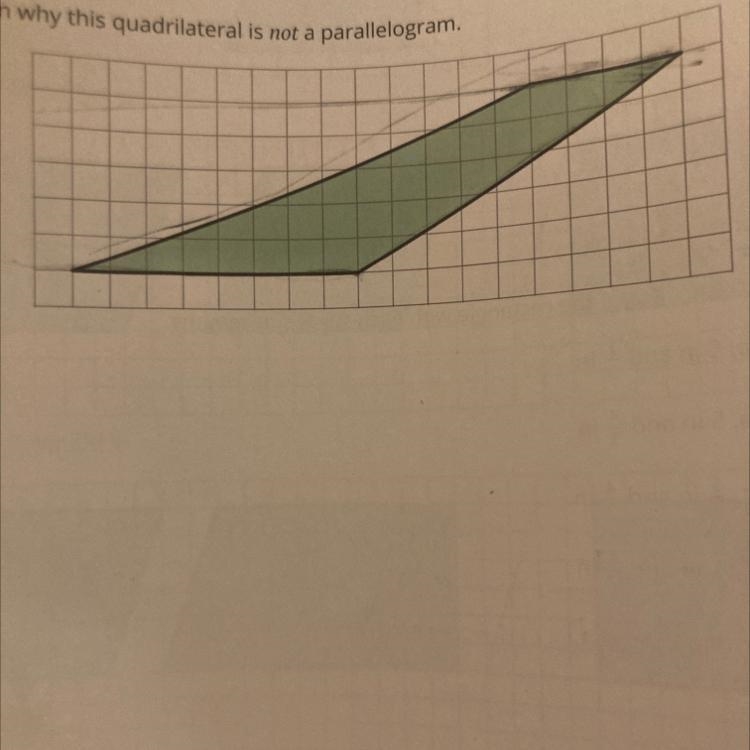 Explain why this quadrilateral is not a parallelogram. I’m confused on this-example-1