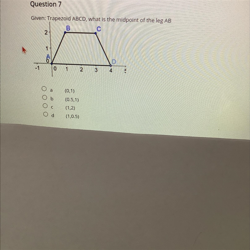 Giving trapezoid ABC D what is the midpoint of the leg a B-example-1