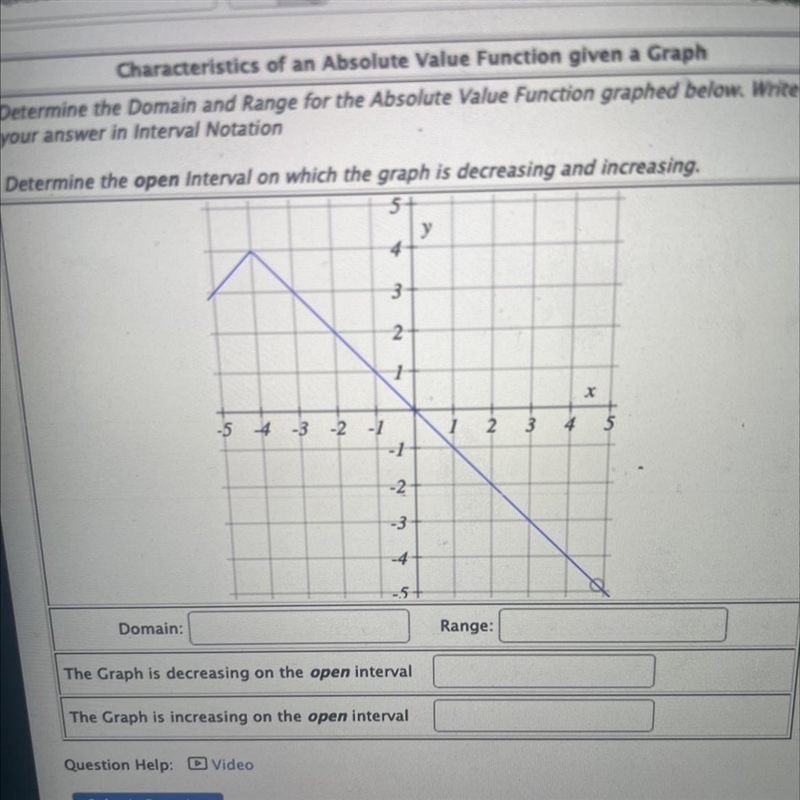 Find the domain and range of the graph and the open and close interval-example-1