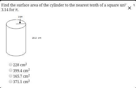 Find the surface area of the cylinder to the nereast tenth of a square unit. Use 3.14 for-example-1