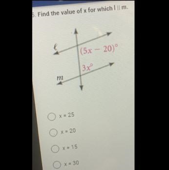 5. Find the value of x for which I || m.-example-1