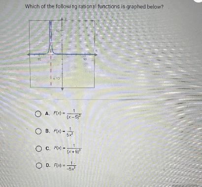 Which of the following rational functions is graphed below?10- 10101,10-example-1