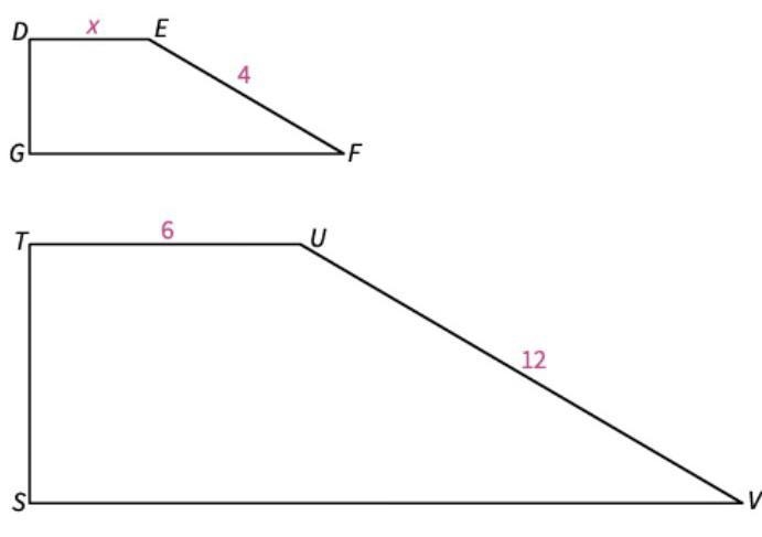 Look at the figure which now shows the value of x. Write the similarity ratio as a-example-1