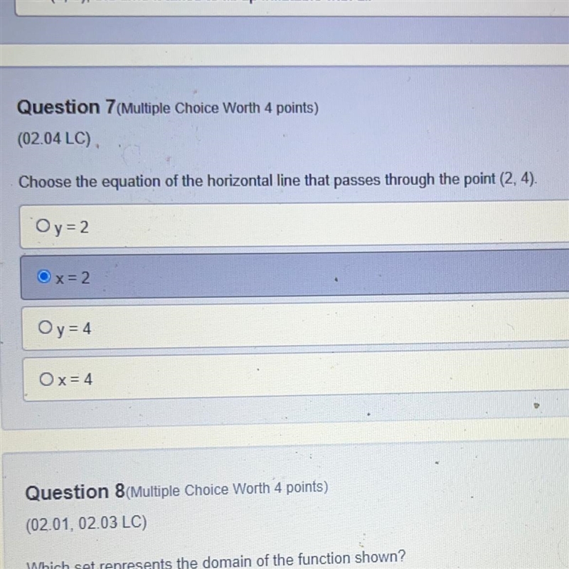 (02.04 LC) Choose the equation of the horizontal line that passes through the point-example-1