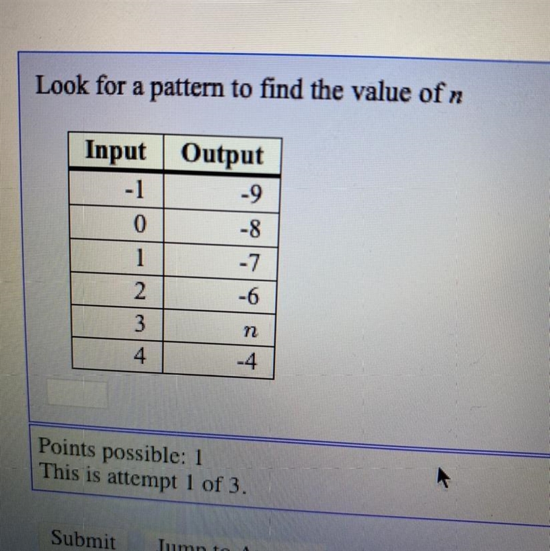 Look for a pattern to find the value of nInput Output-10-81-72-63n4-4-example-1