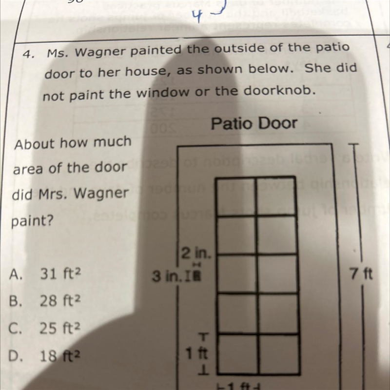 4. Ms. Wagner painted the outside of the patio door to her house, as shown below. She-example-1