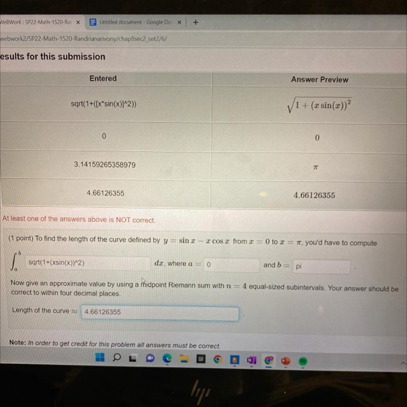 How do you do the midpoint Riemann sum part to find the length of the curve I believe-example-1