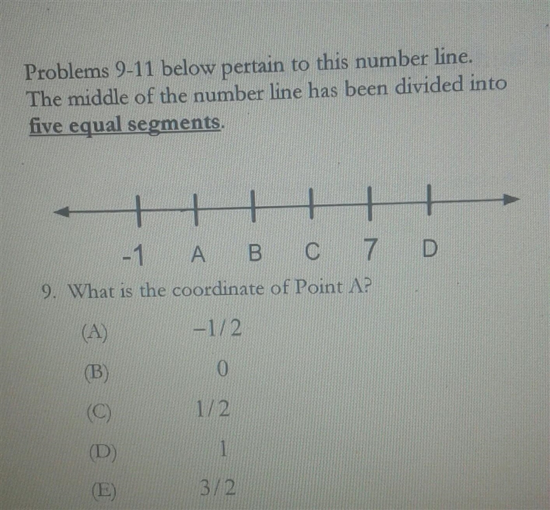 problems 9-11 below pertain to this number line. the middle of the number line has-example-1