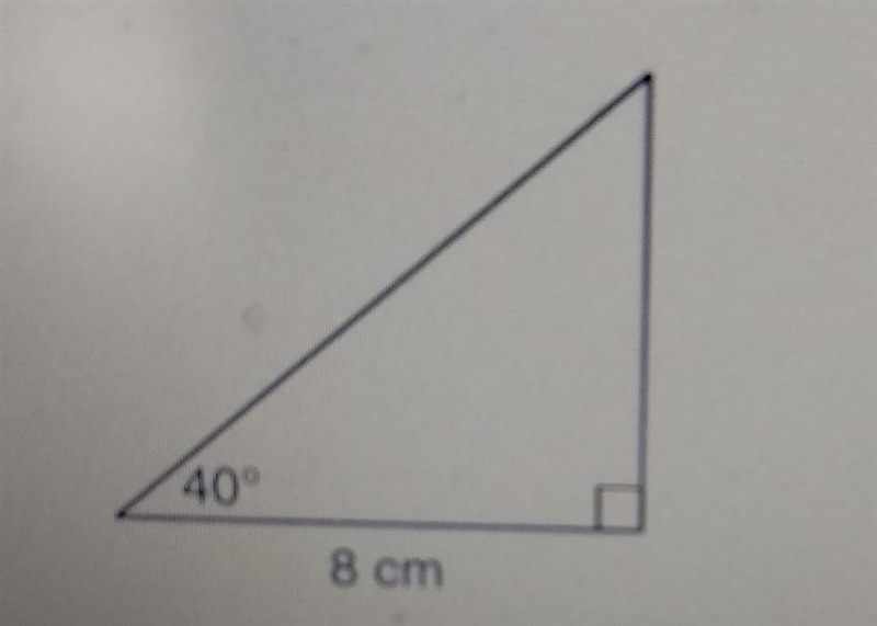 What are the centimeters to the nearest tenth of the hypotenuse and leg?-example-1