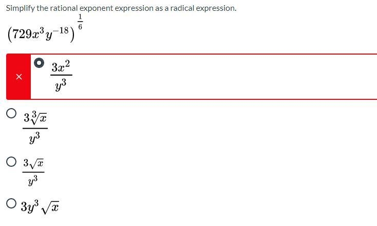 Simplify the rational exponent expression as a radical expression.-example-1