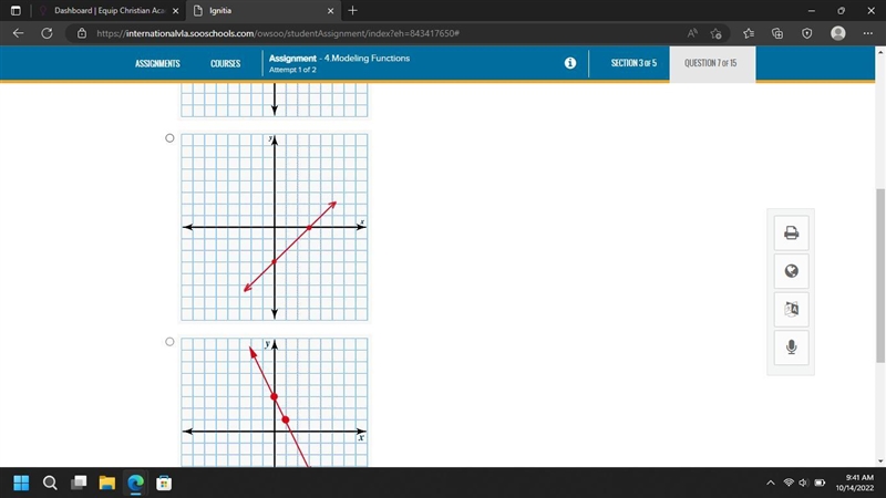 Which graph represents the following function? f(x) = -x+6-example-2