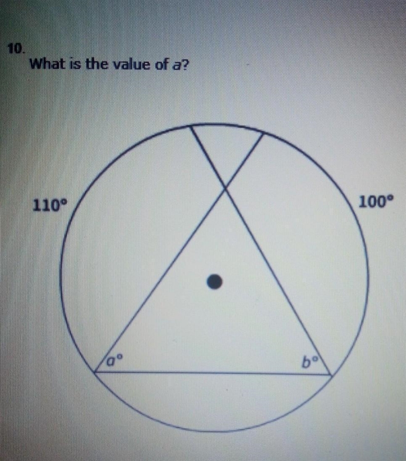 Topic: Inscribed Angles Subject: Geometry BA. 50B. 100C. 55D. 110-example-1