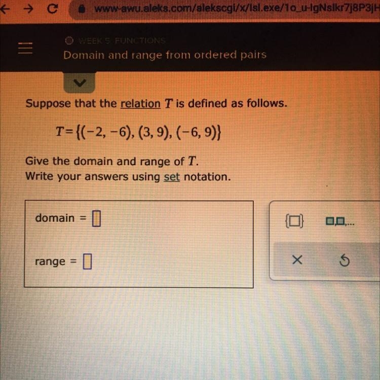 How is the domain and range determined in the set?-example-1