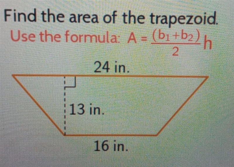 Help me with finding the area of a trapezoid using formula-example-1