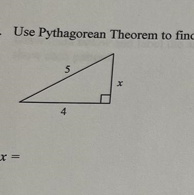 Use Pythagorean Theorem to find the missing side.-example-1