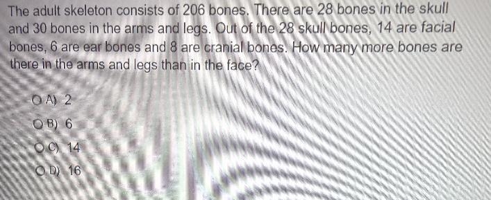 The adult skeleton consist of 206 Bones in the school and 30 bones in the arm and-example-1