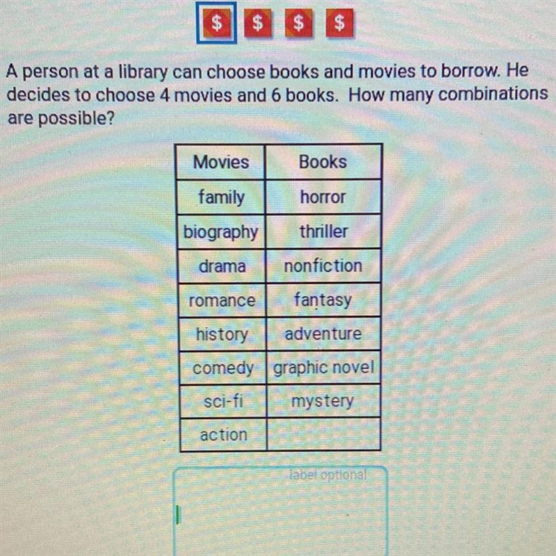 A person at a library can choose books and movies to borrow. He decides to choose-example-1