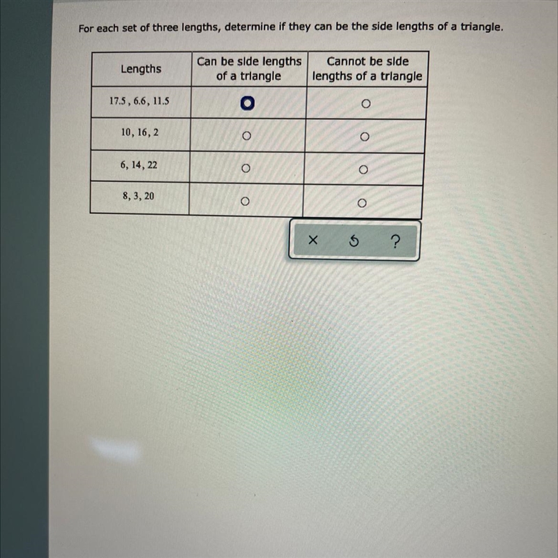 May I please get help with this math. I need help figuring out the lengths and whether-example-1