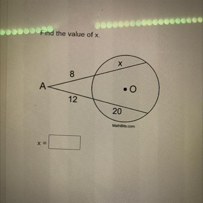 Need value of x. circle geometry-example-1