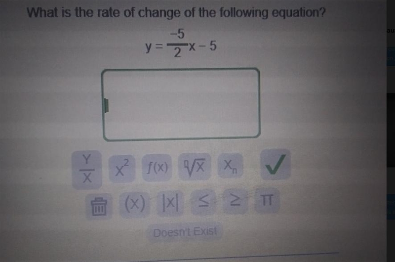 What is the rate of change of the following equation? y = ( - 5)/(2) x - 5-example-1