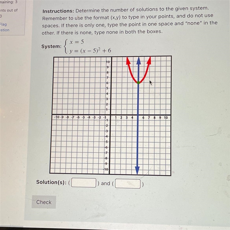 Determine the number of solutions to the given system remember to use the format(x-example-1