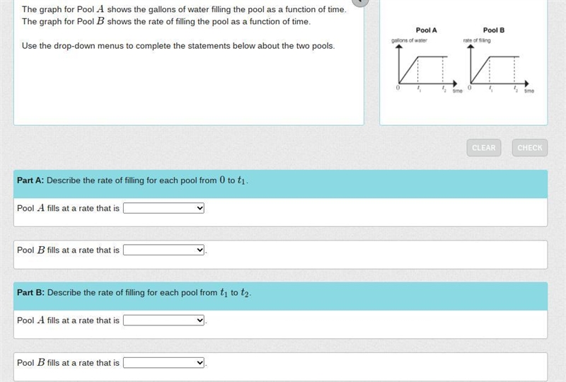 The graph for Pool A shows the gallons of water filling the pool as a function of-example-1