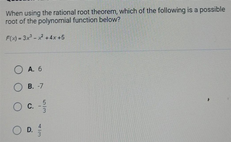 When using the rational root theorem, which of the following is a possible root of-example-1