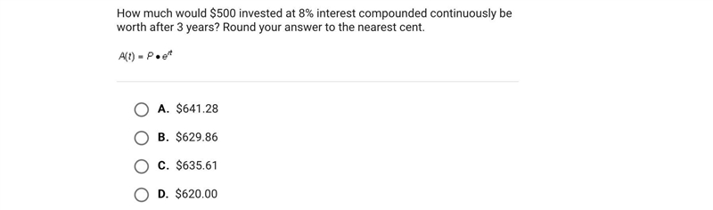 How much would $500 invested at 8% interest compounded continuously be worth after-example-1