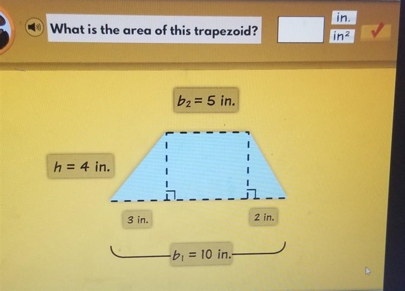 Area of Parallelograms quadrilateral and Polygons qui level? in. What is the area-example-1