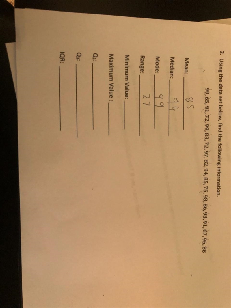 Maximum value:minimum value:Q1:Q3:IQR:-Please be quick I'm in a hurry, thank you.-example-1