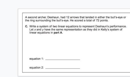 Write a system of two linear equations to represent deshauns performacnce. Let x and-example-1