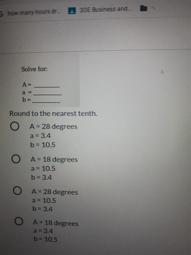 A KU 72 b Solve for: A = a b= Round to the nearest tenth.It is a Right triangle.-example-3