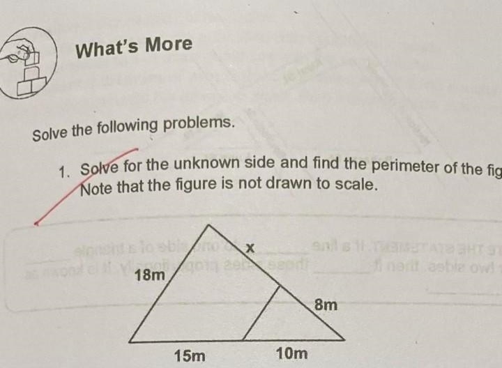 Solve for the unknown side and find perimeter of the figure below note that the figure-example-1